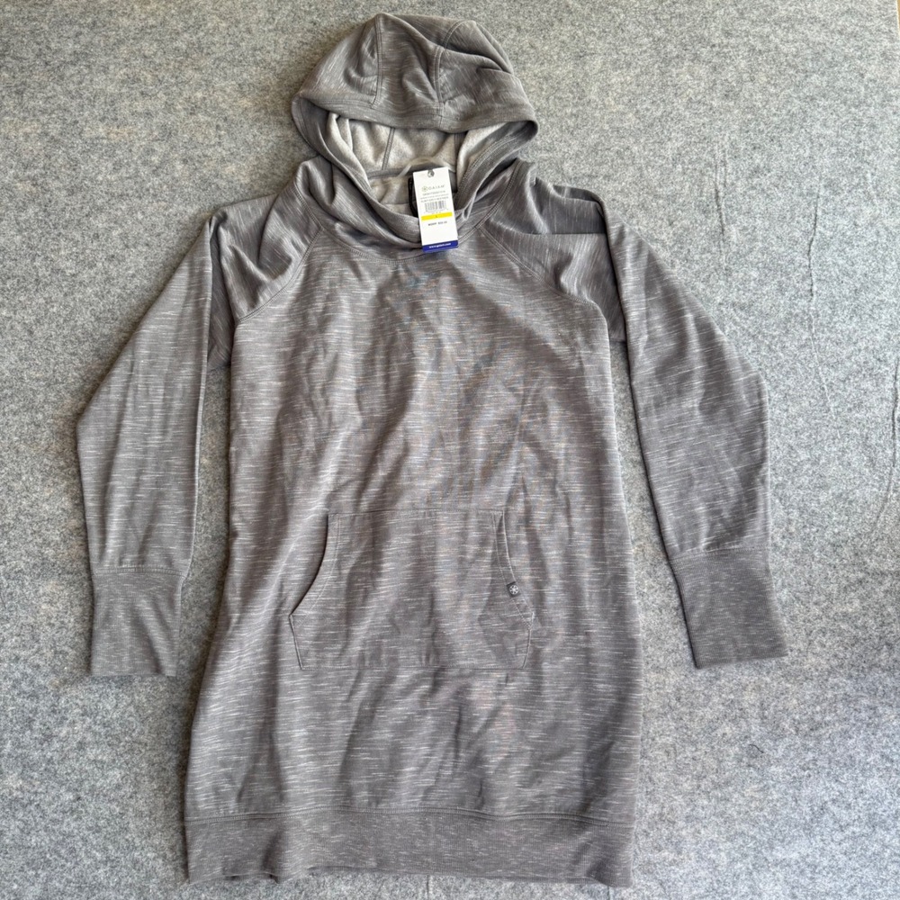 Gaiam Serene Fleece Dress Marled Flint Grey Heather Hooded L GKW173SD01014